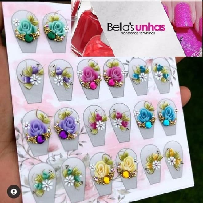 120 adesivos unhas artesanais super luxo com pedrarias e jóias para unha strass cartelão