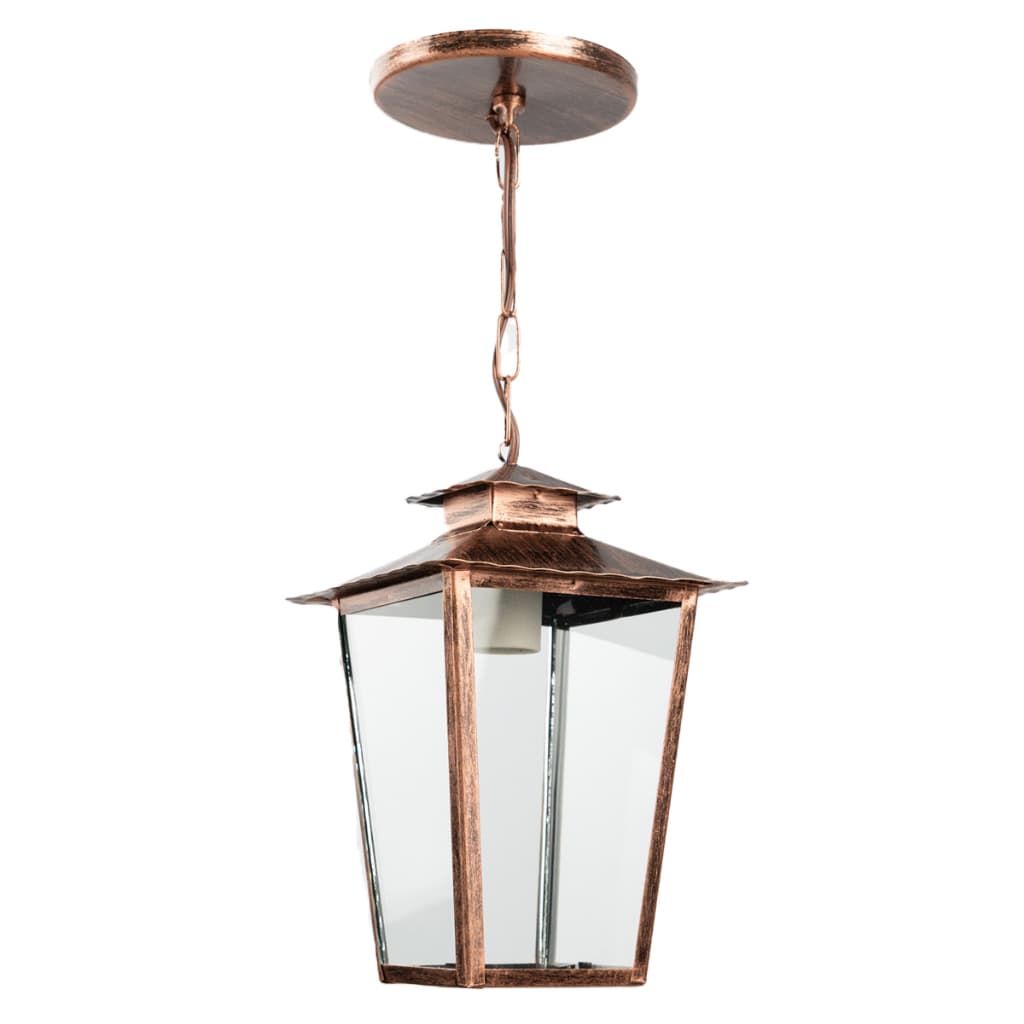 Luminária Lustre Pendente Colonial Quadrado de Teto Vidro Transparente 14C