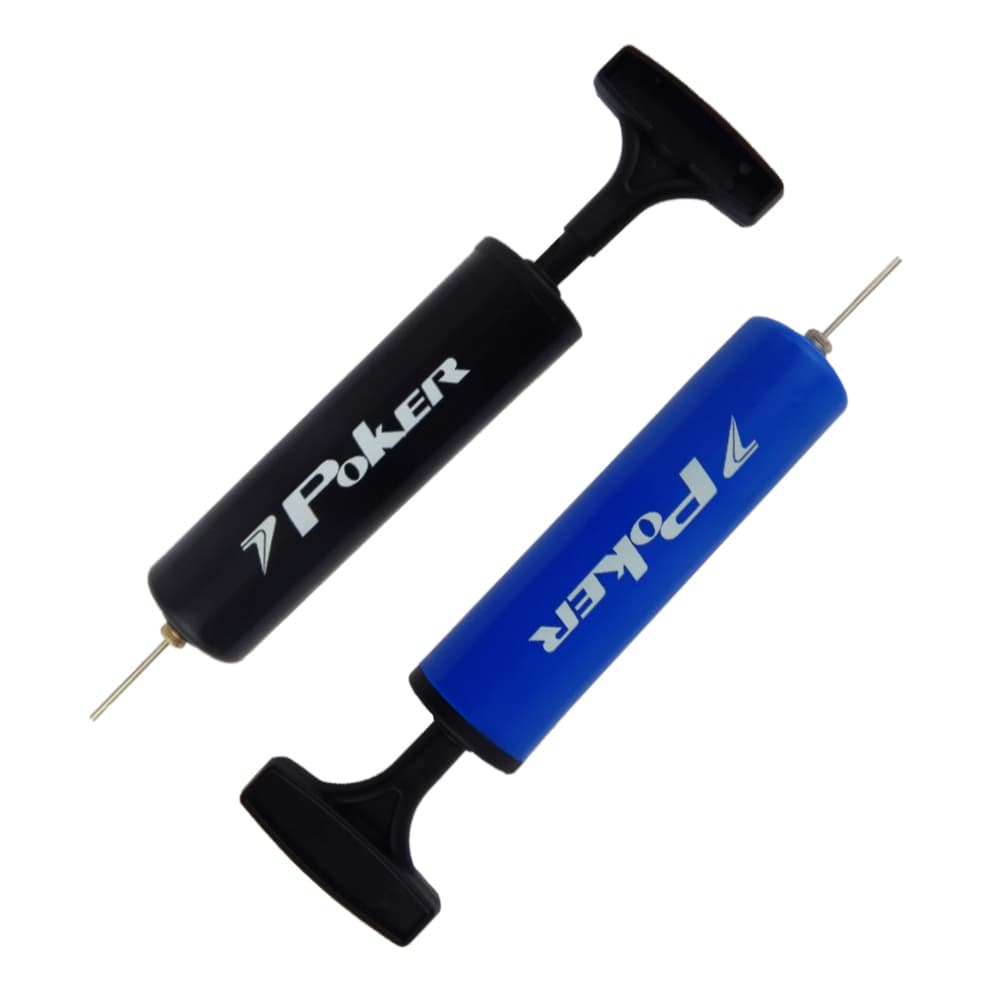 Bomba de Ar Poker Way CC8087 Azul Original com pito Rosqueável Para Encher Bolas Futebol Futsal Campo Volei Pneus Modelo Novo