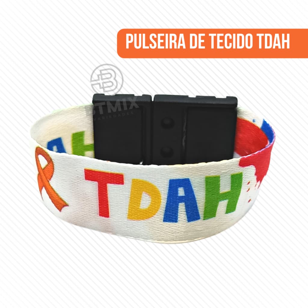 Pulseira de Identificação TDAH com Trava e Tecido Poliéster
