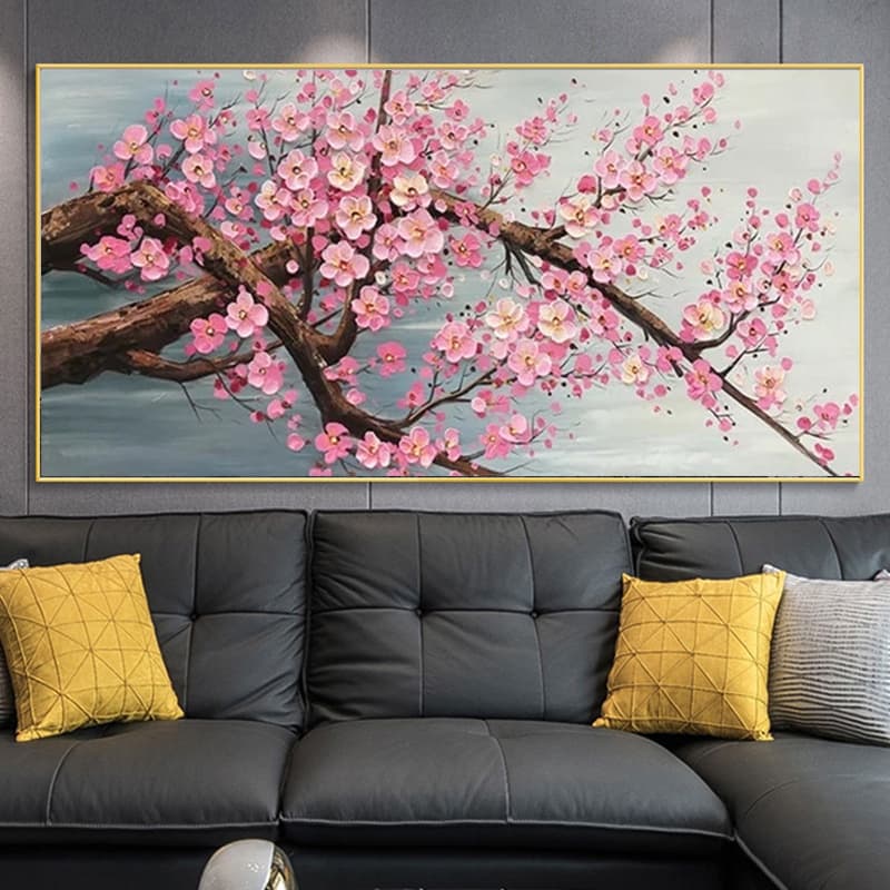 quadro decoracao peça unica arovre cerejeira rosa grande 4k