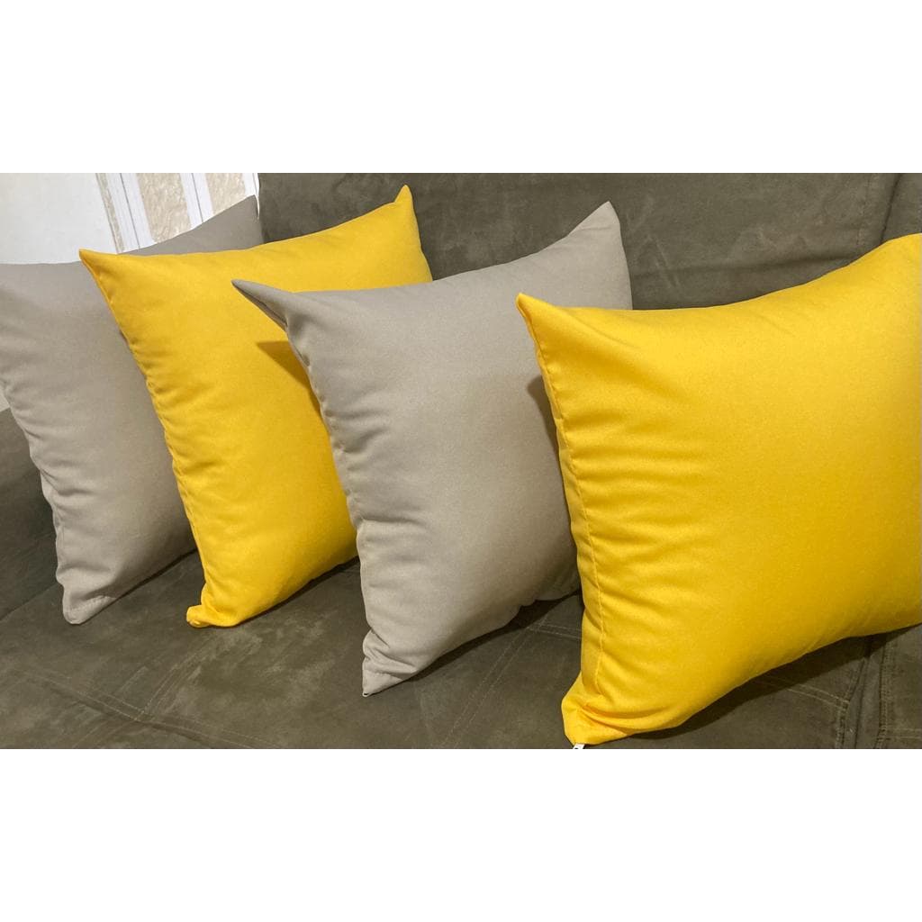 Kit 4 Capas de Almofadas Cinza c/ Amarelo - 0,45x0,45 cm - Decorativa de Sala/Quarto