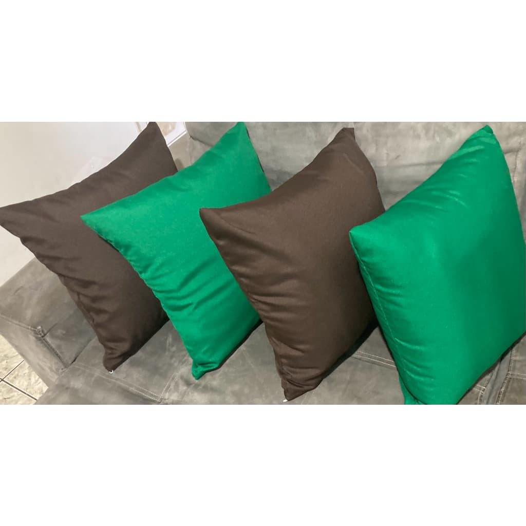 Kit 4 Capas de Almofadas Marrom c/ Verde-Bandeira Fashion-Model - 0,45x0,45 cm - Decorativa de Sala/Quarto