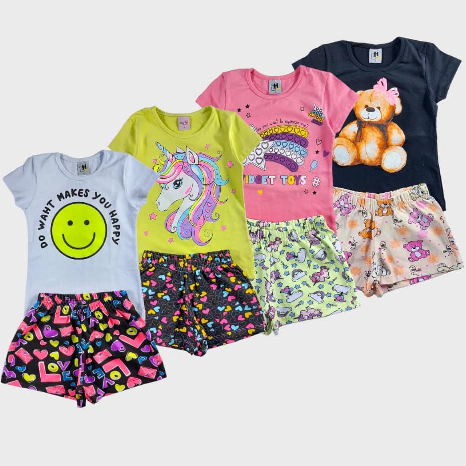 Kit 10 Peças Infantil Menina Verão Blusas E Bermudas Sortidas