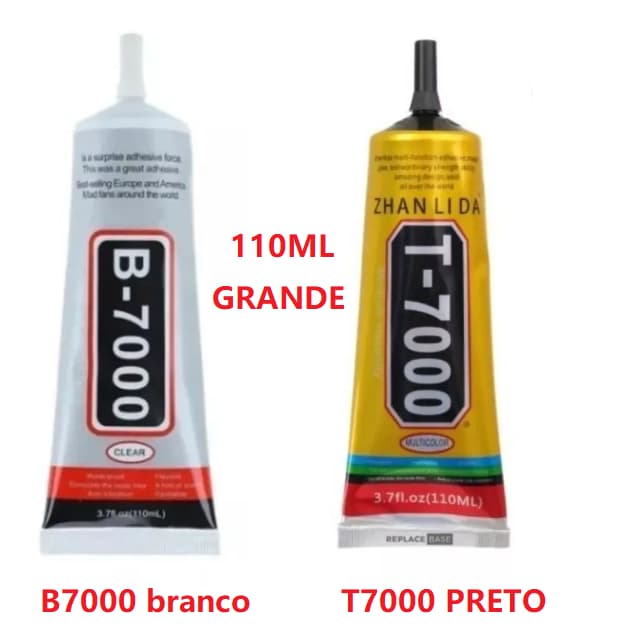 Cola P/ Colar Do Celular B7000 Transparente Ou  T7000 Preta 110Ml