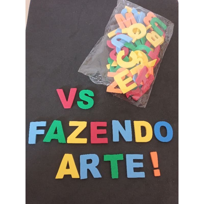 alfabeto movel/pacote  aplique eva 4mm/escolar 64 letras + pontuação basica
