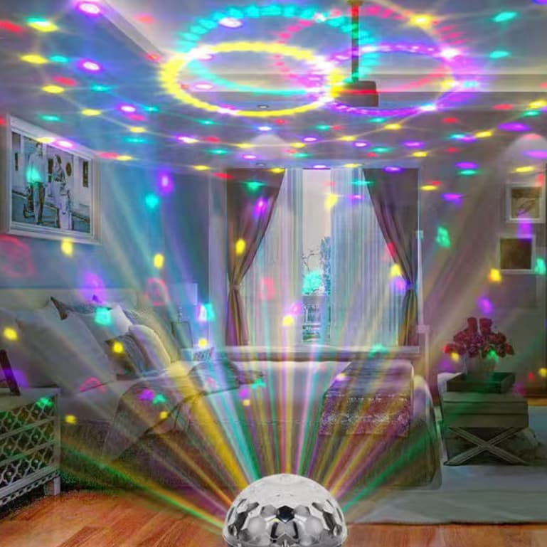 Globo Projetor Luz de Balada RGB Giratório Musical Bluetooth[cor aleatorio branco ou preto]