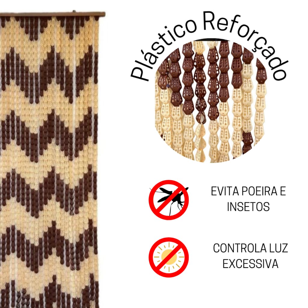 Cortina Italiana 2,10x0,80 - melhor qualidade - plástico resistente ''MARROM E BEGE''