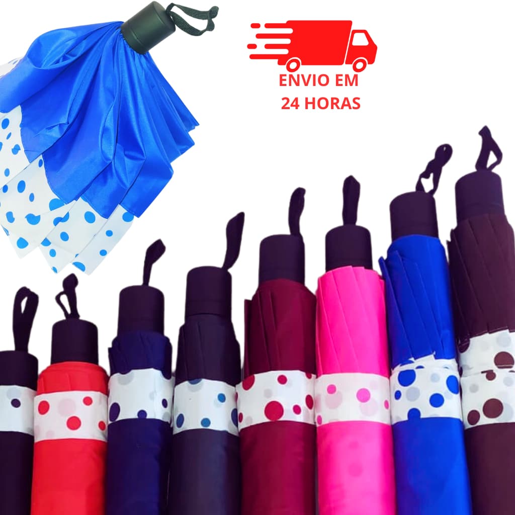 Guarda Chuva Sombrinha Grande Reforçado de bolsa Feminino Masculino 10 varetas com Bolinhas Poa