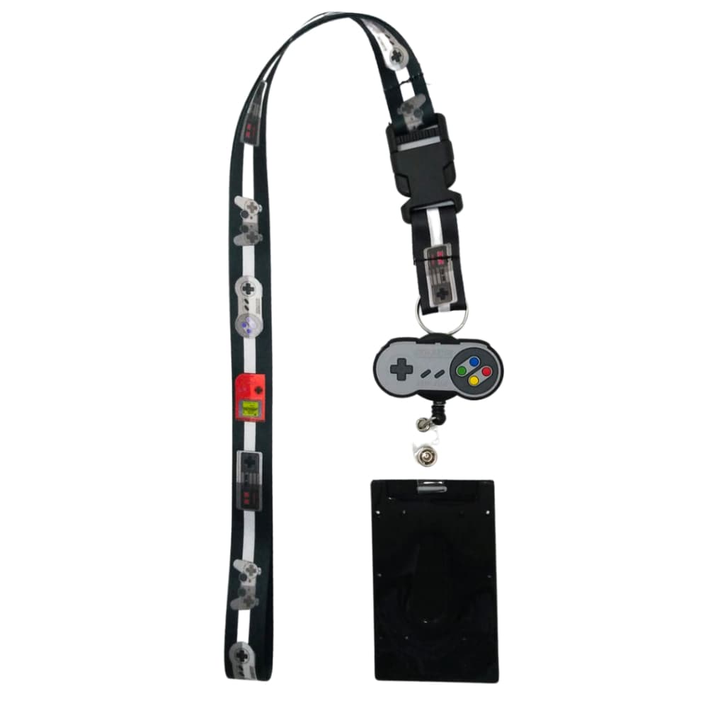 Kit Cordão com Fecho Engate Rápido Controles + Porta Crachá Retrátil N + Porta Cartão preto