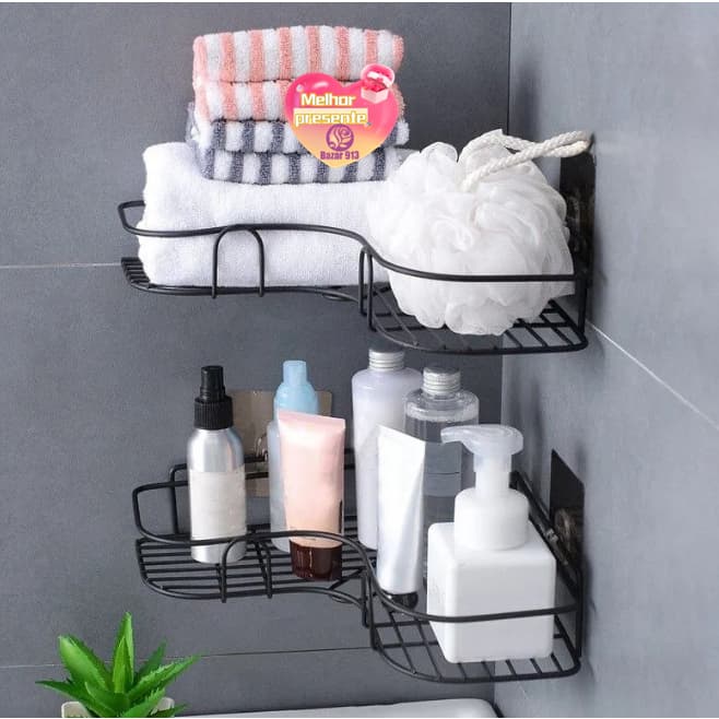 Prateleira De Parede Para Banheiro E Cozinha Organizador De Shampoo Sabão E Temperatura