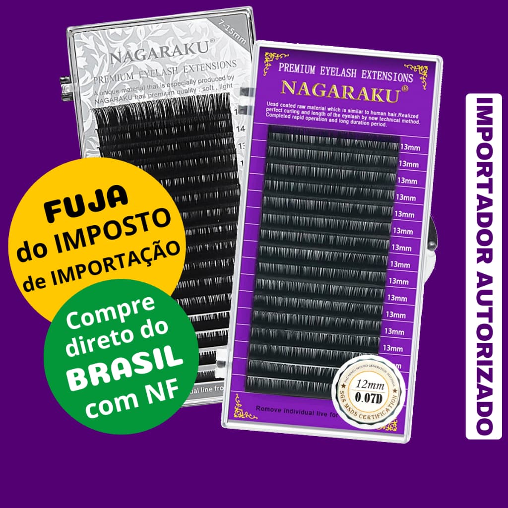 Cílios Nagaraku Fio a Fio ou Volume Russo Caixa Roxa Extensão De Cílios - 0.05 0.07 0.15 C e D
