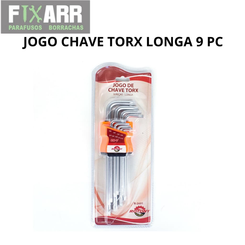 JOGO CHAVE TORX LONGA T10 A T50 9 PC