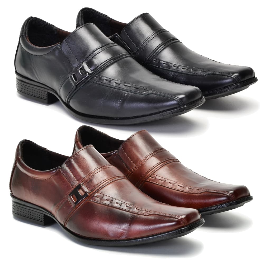 Kit 2 Pares De Sapato Estilo Italiano Em Couro 100% Legítimo