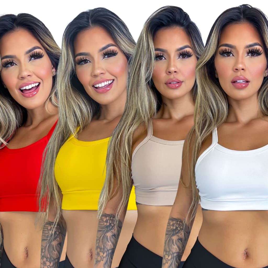 KIT 2 Top Cropped Fitness Academia Fitness com forro cores