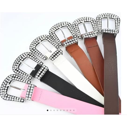 Cinto Feminino Plus Size Liso com Fivela de Strass