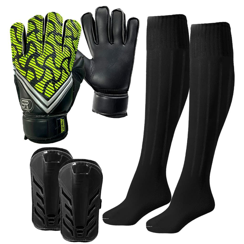 Kit Luva Goleiro Infantil + Meião Infantil + Caneleira Kids