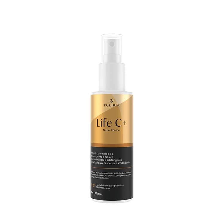 Tônico Vitamina C Revitaliza Nutrição e Hidrata Ação Clareadora Life C Tulipia 110ml