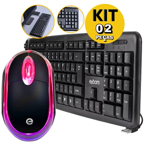 KIT TECLADO E MOUSE COM FIO JOGOS PC NOTEBOK COMPUTADOR