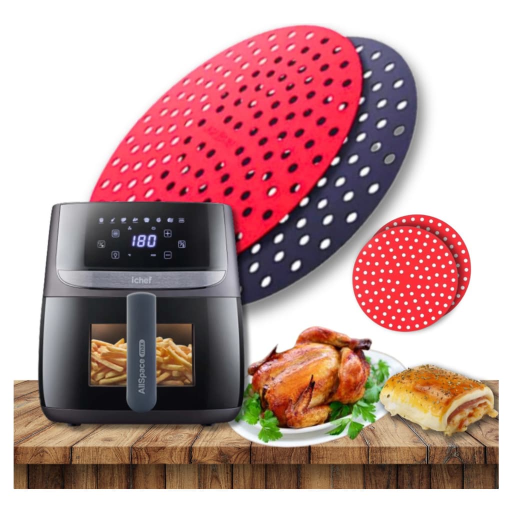 Kit 3 Tapetes Protetores De Silicone Redondo Air Fryer 19 Cm