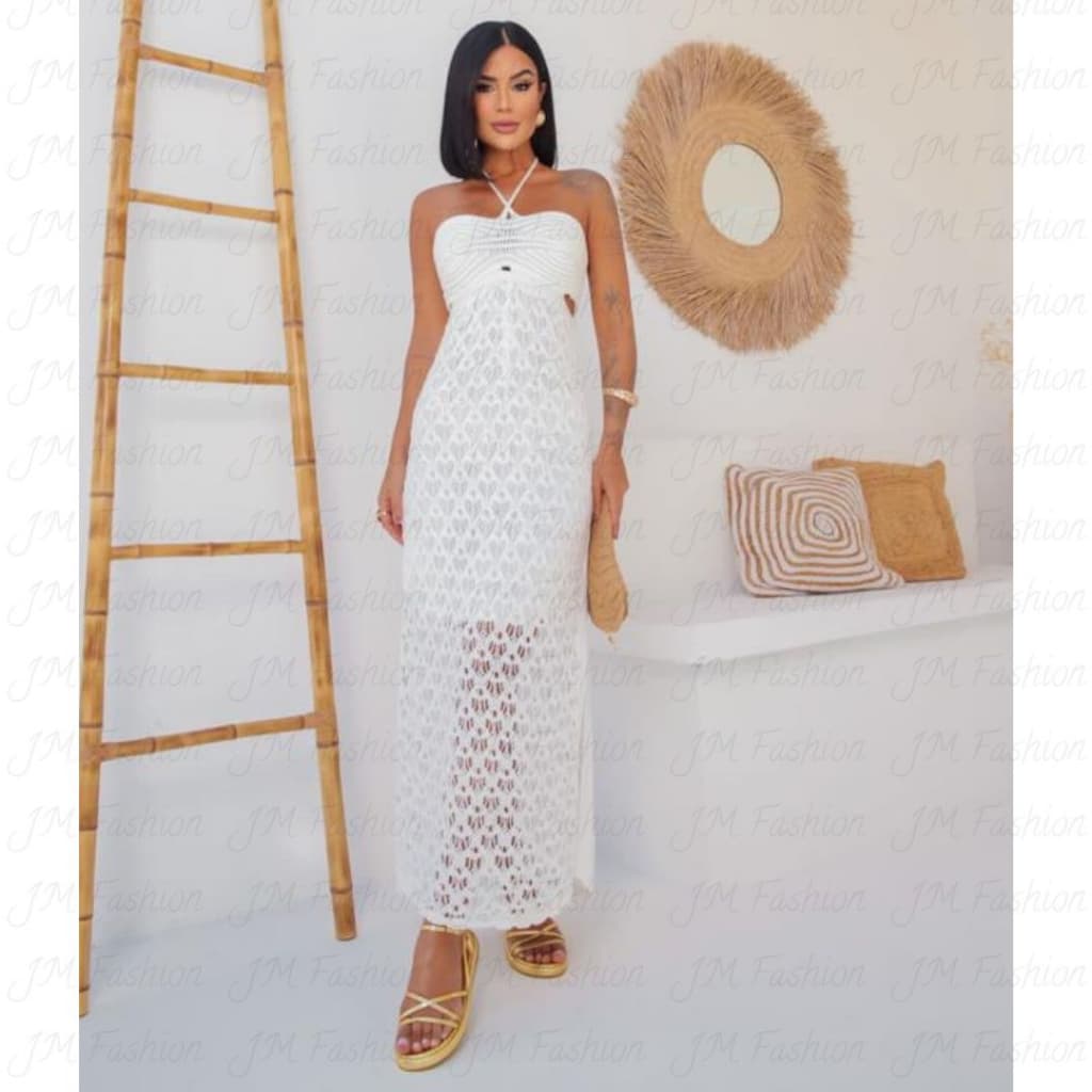 Vestido branco Tricot Tendência Final de Ano