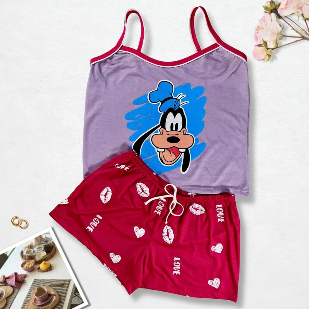Roupa de Dormir Feminina Pijama Personagens Pijama Feminino Adulto Baby Doll Adulto