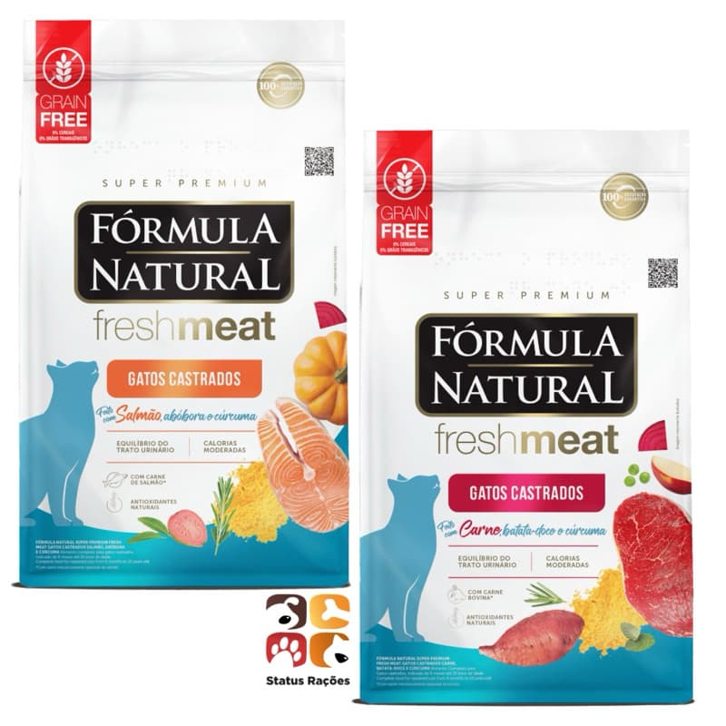 KIT COM 02 Ração Gatos Fórmula Natural Fresh Meat 500g para gatos - Castrados