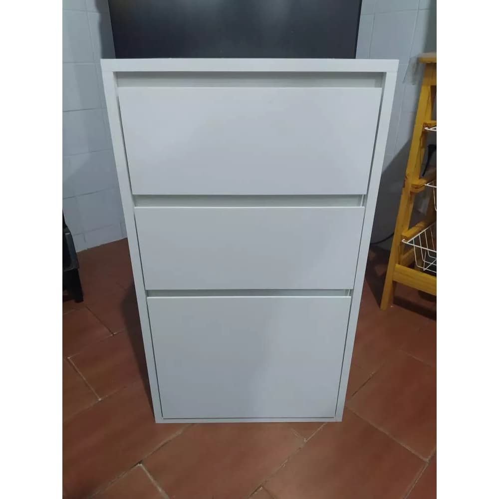 Gaveteiro Cor Branco C/ 3 Gavetas, Gavetão Puxador Cava 70cm 100%MDF