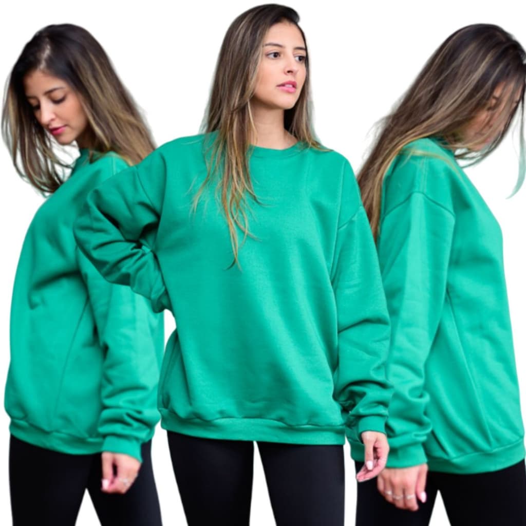 Kit 02 Blusas Moletom Blusa de Frio Feminina Básica Lisa - Entrega em 24h!