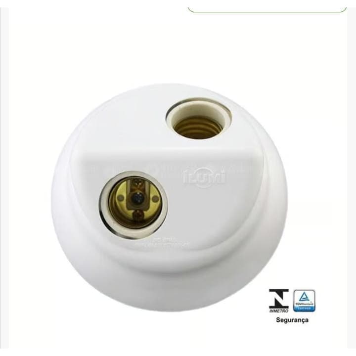 Plafon Branco Duplo com soquete porcelana para duas lâmpadas