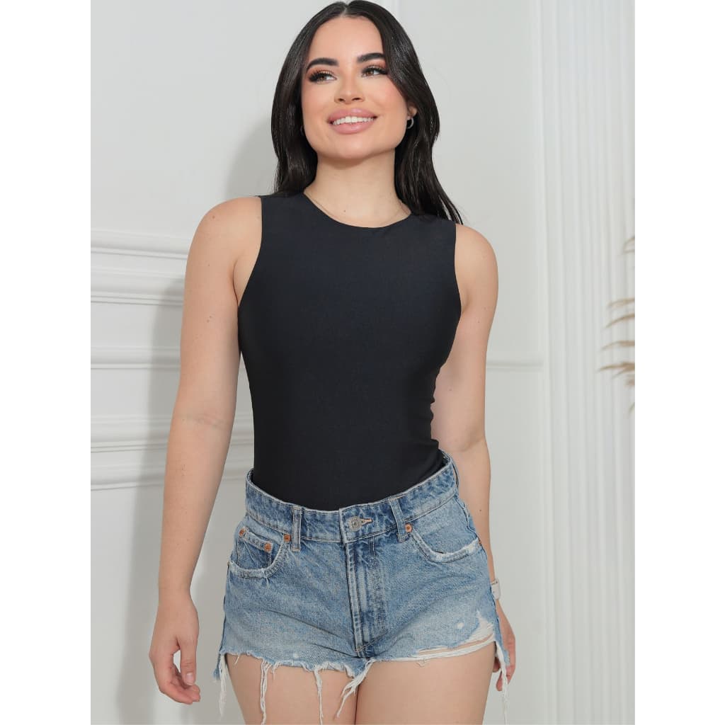 Body Básico Regata Tecido Poliamida Blusa Feminina