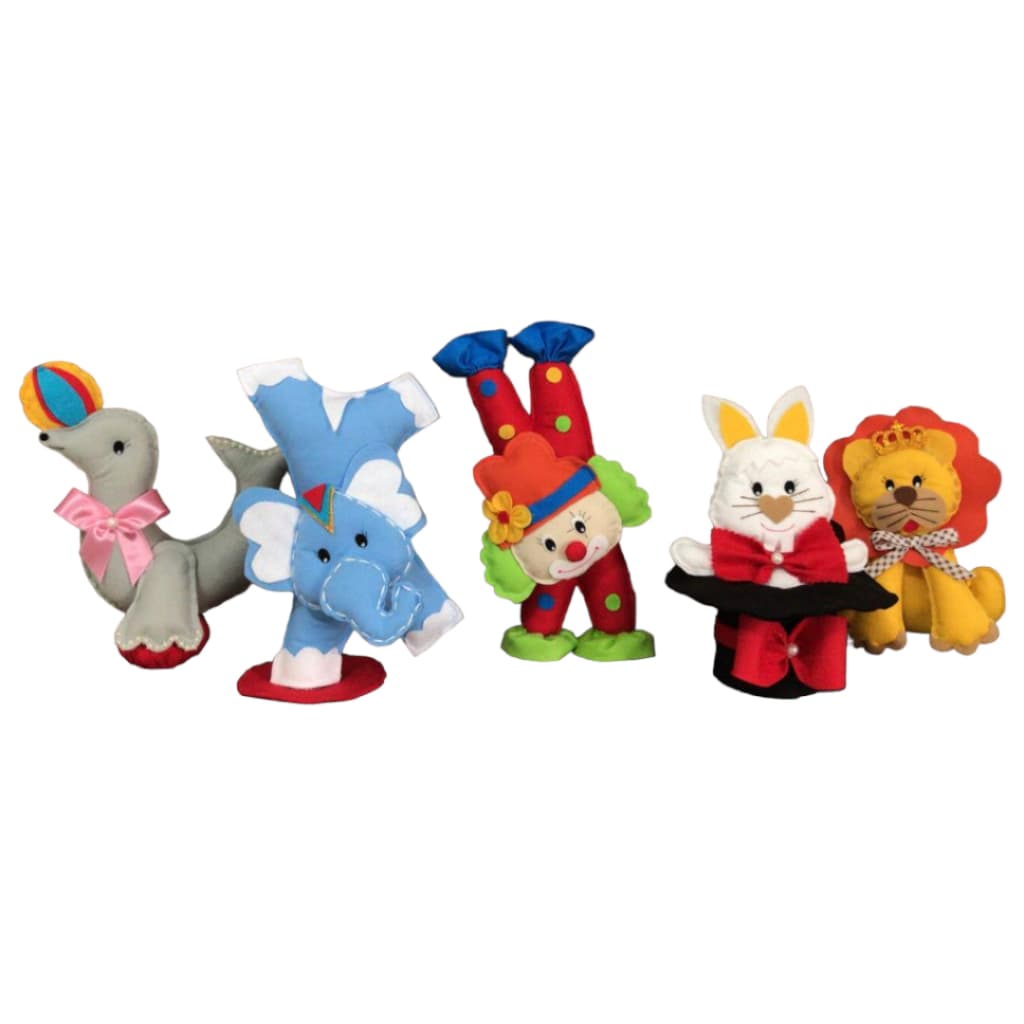 Centro de Mesa Bonecos Personagens Decoração Turma Circo Luxo em Feltro Artesanal