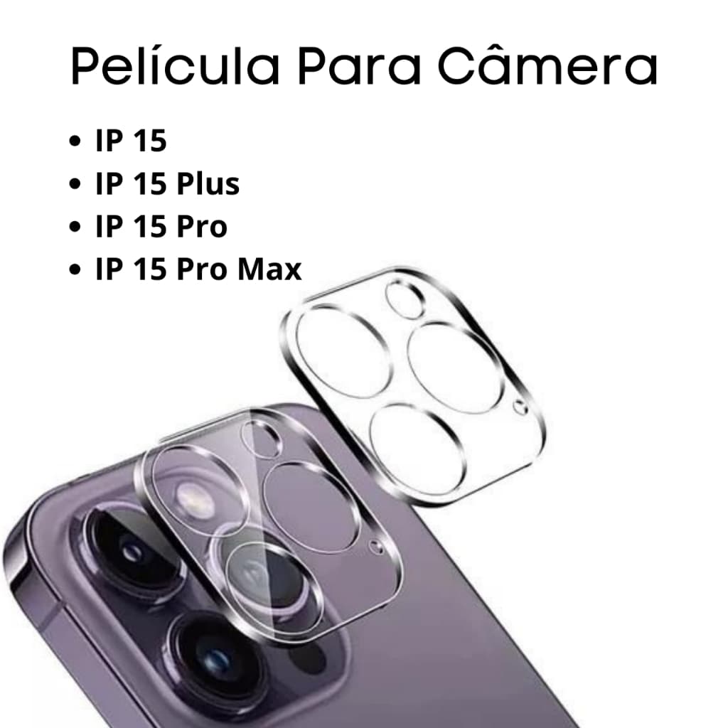 Película de Câmera para Iphone 15 /15 Plus / 15 Pro / 15 Pro Max Película de Vidro Ultra Resistente