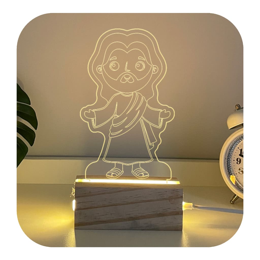 Luminária De Mesa Smart Menino Jesus Acrílico 3D Led