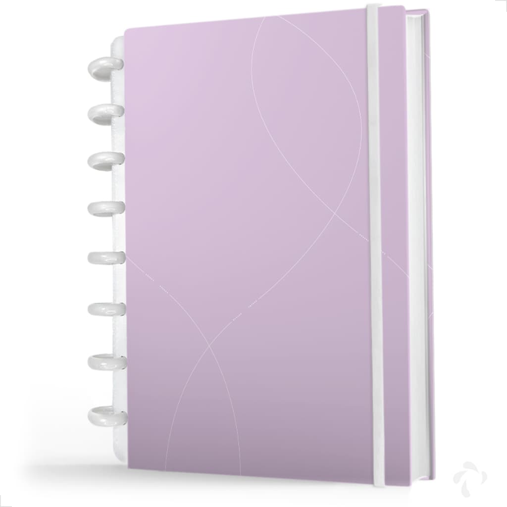 Caderno De Disco Capa Dura Inteligente  Pautado 90g -  Clean lilás