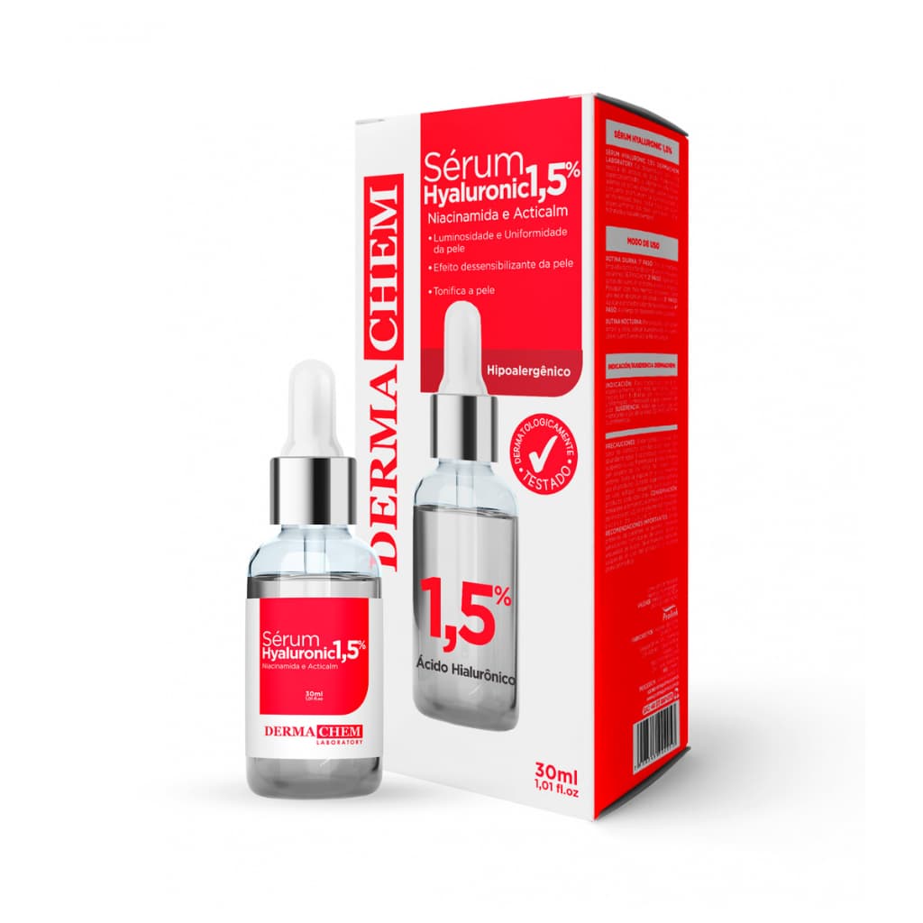 Sérum Facial Dermachem Ácido Hialurônico 1,5% Hyaluronic 30ml - Luminosidade e Uniformidade