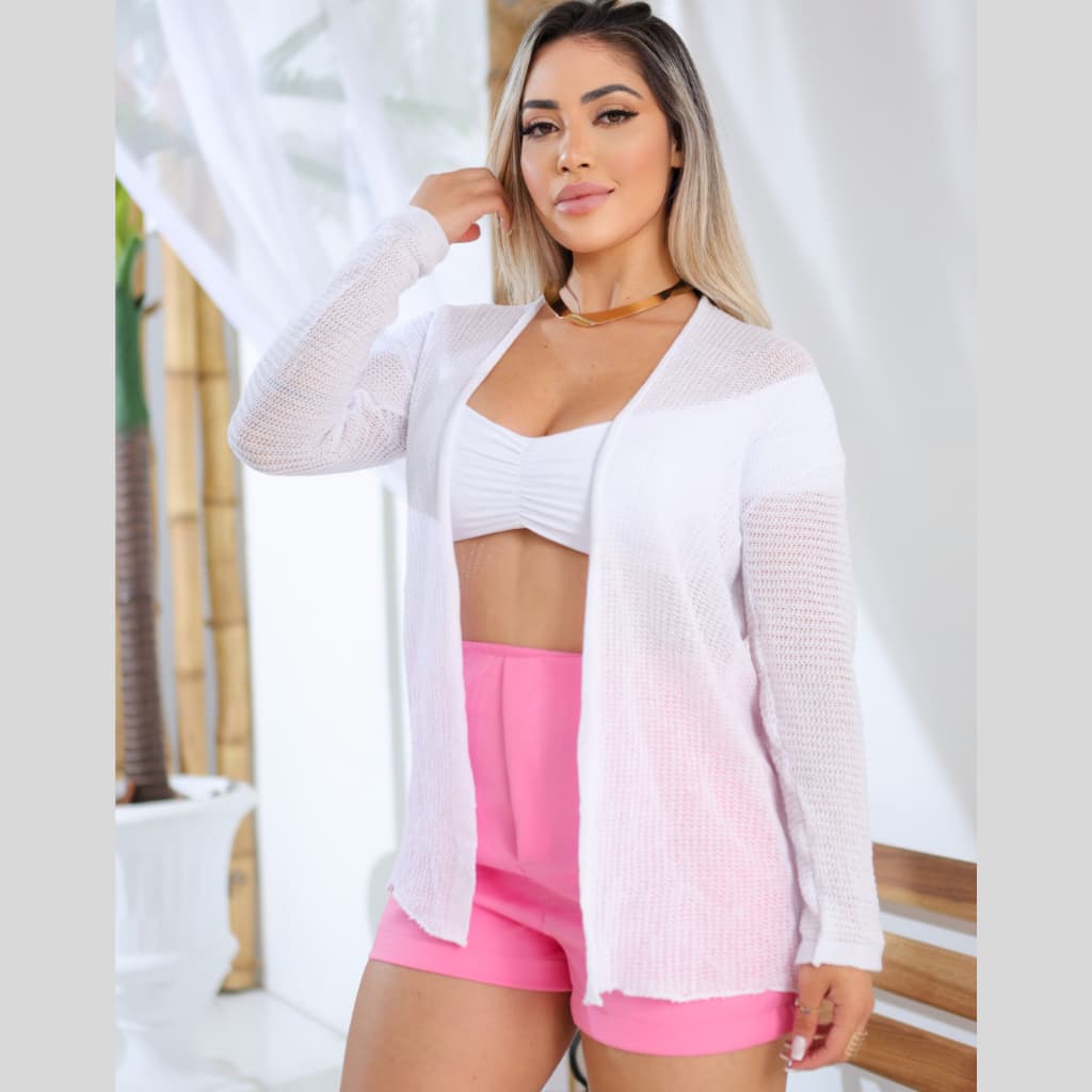 Cardigan Feminino Elegante Leve Fresco Casaquinho Blusa Excelente Caimento