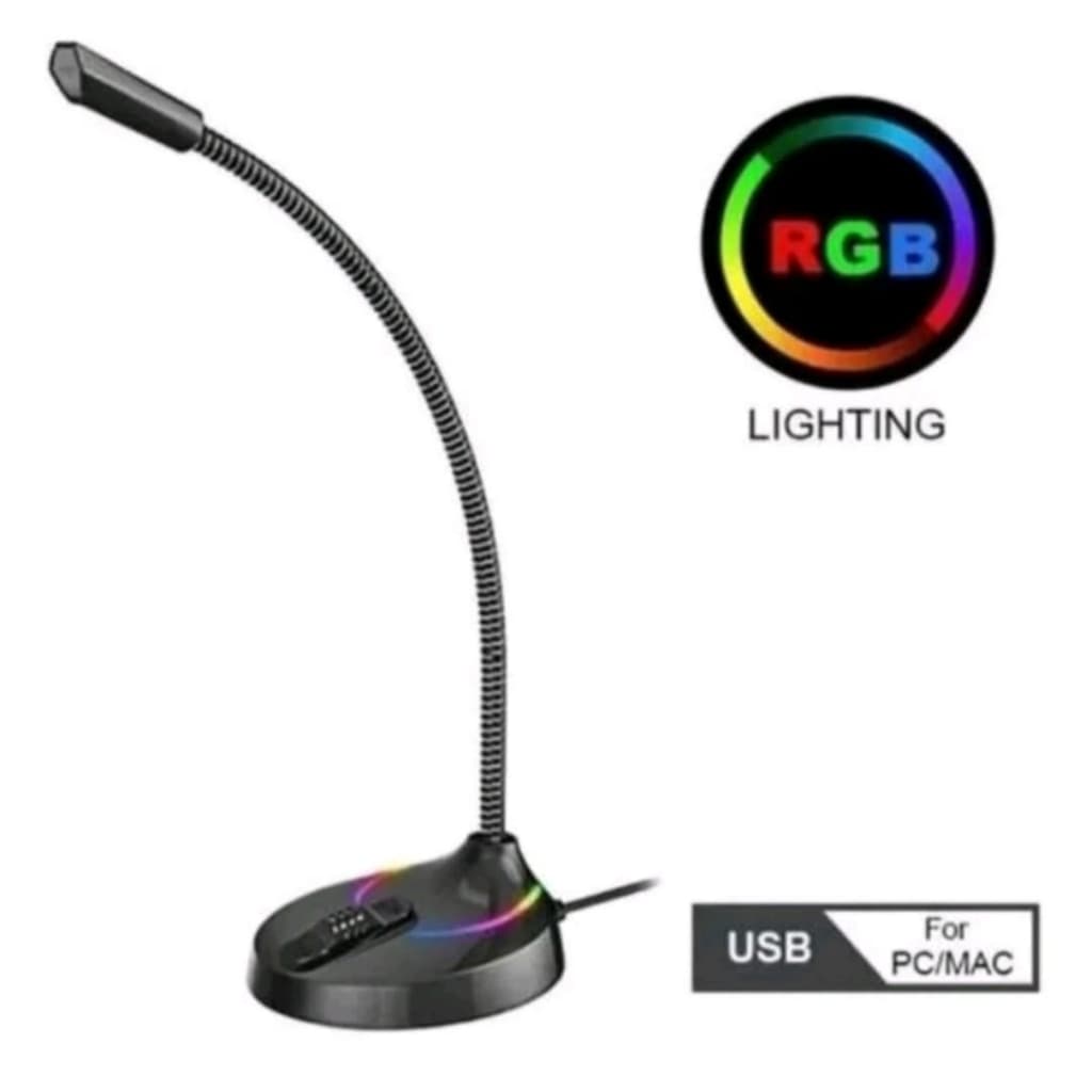 Microfone de Mesa Gamer RGB USB Omnidirecional H´maston ORIGINAL