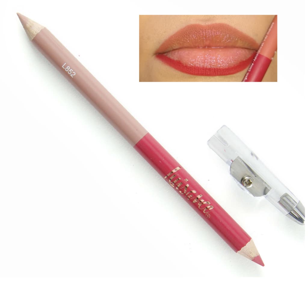 01 Lápis Para Contorno Labial Duo 2 Cores Matte + Apontador Cor 4 Borgonha e Marrom Terracota - Luisance