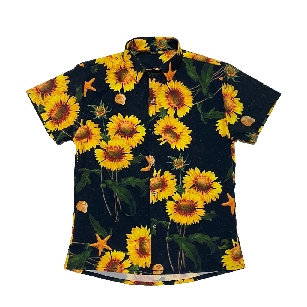 Camisa de botão girasol no oceano estampa tumblr asthetic