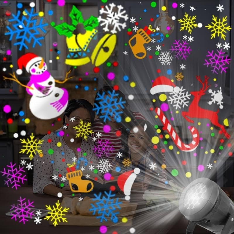Led floco de neve projetor luz decoração de natal luz colorida rotativa projetor de férias laser luz de palco 7093