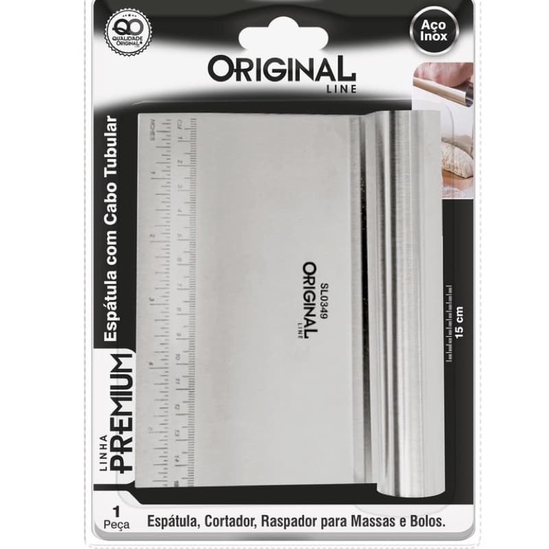 Espatula Tubular Para Massas Com Regua Raspadora Alisador 15 cm Aço Inox Para Alisar Bolo Chocolate Confeiteiro