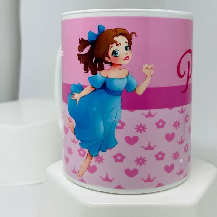 LINDA CANECA DECORADA PERSONALIZADA PRINCESA 450ML - (PROMOÇÃO) - PLASTSHOP