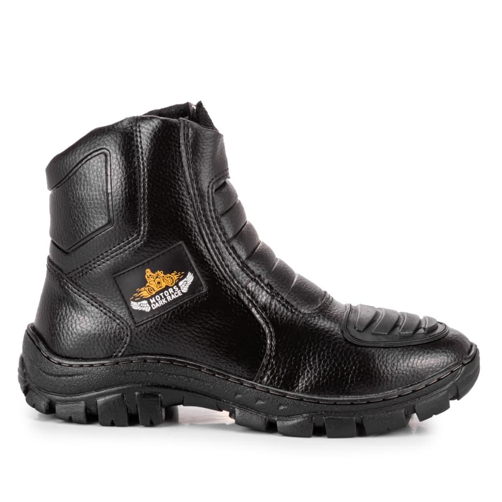 Bota Masculina Motoqueiro Couro Ecologico Impermeavel