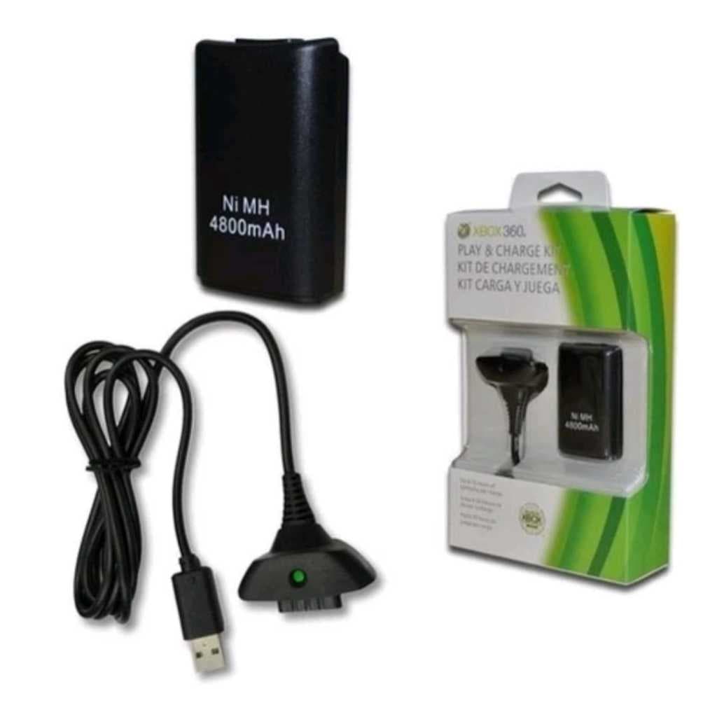 Kit 1 bateria P/Controle Xbox 360+1Cabo Carregado 1.4mm