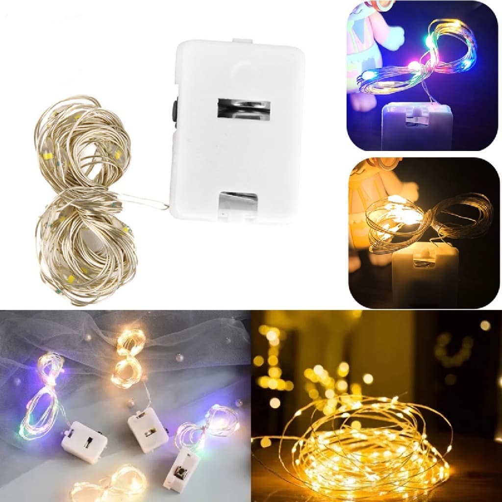 Fio Fada Prata Cobre 30 Leds Cordão Luz Quente 3m Fita