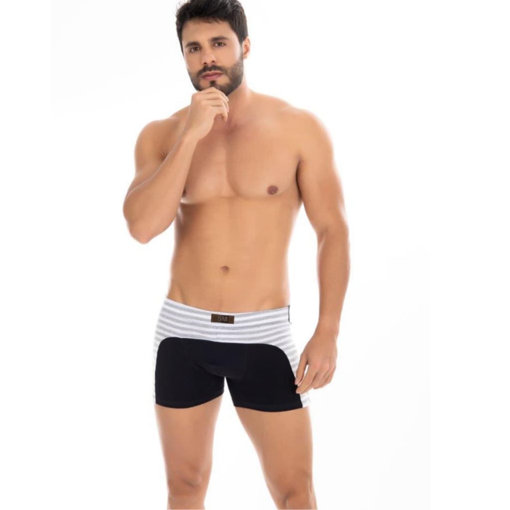 Kit 3 Cueca Box Boxer Adulto Masculina Algodão Bicolor Listras
