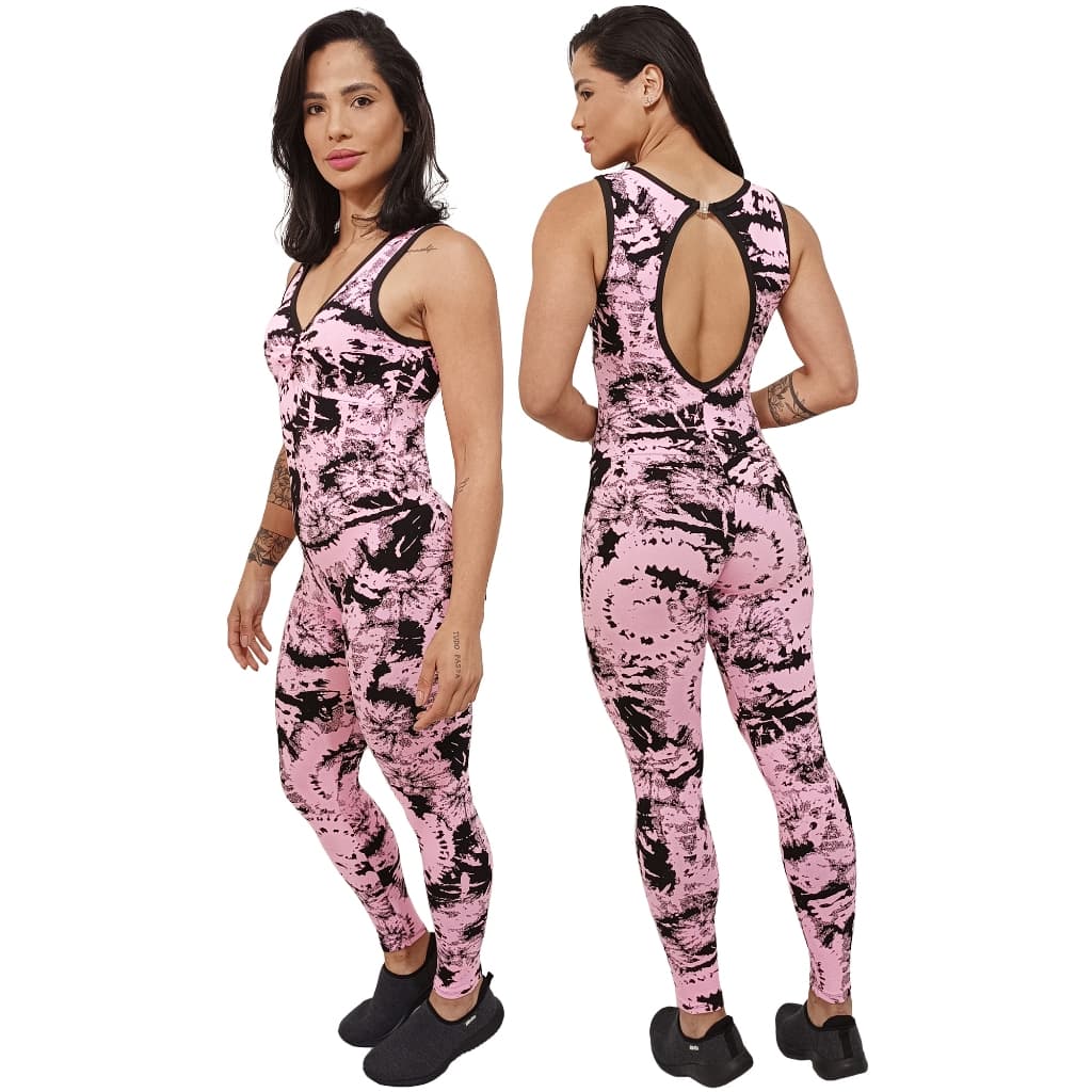 Macacão Feminino Longo Fitness Academia Alta Qualidade Costas Abertas