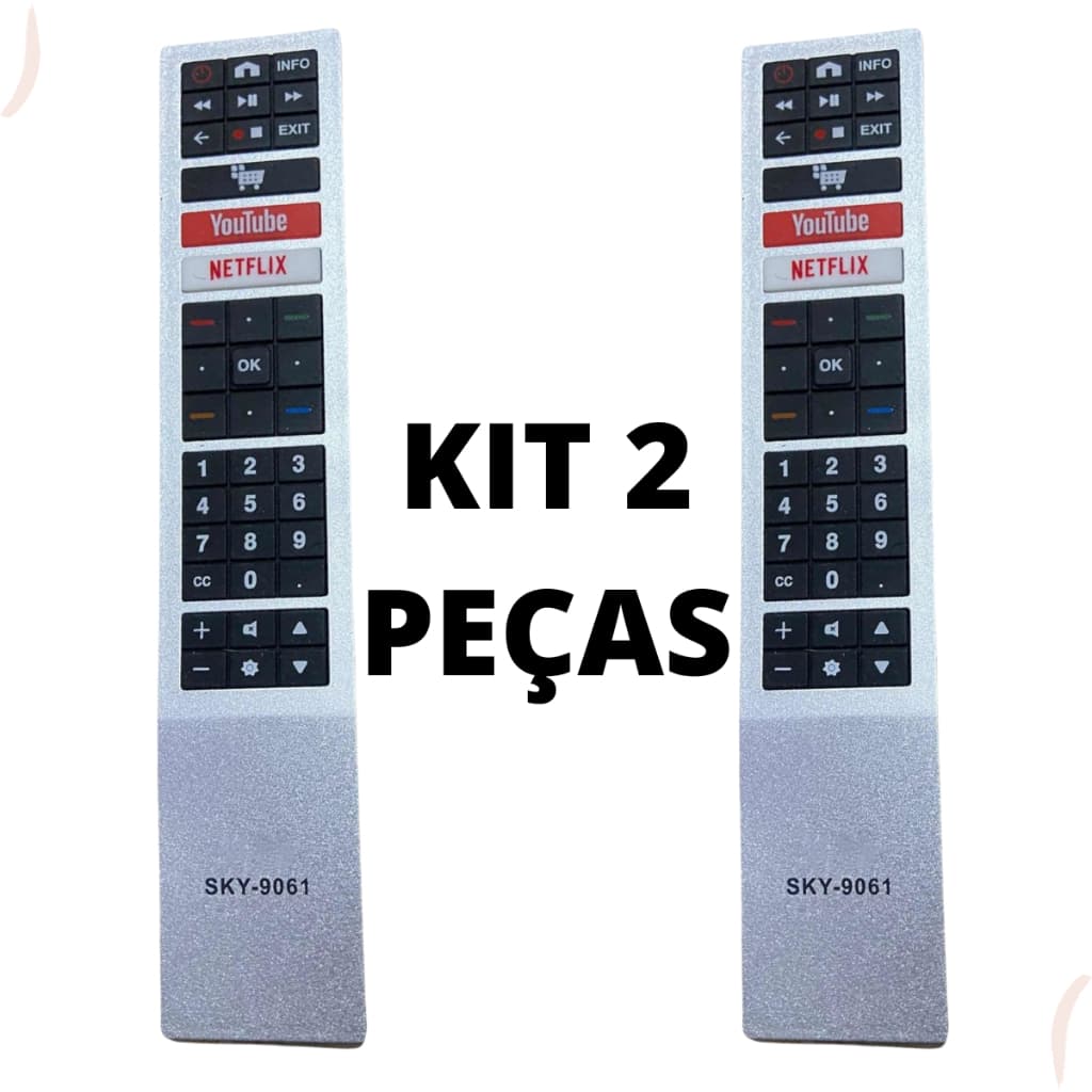 KIT 2 CONTROLE REMOTO PARA TV AOC Led Smart 4k Full Hd Netflix Youtube