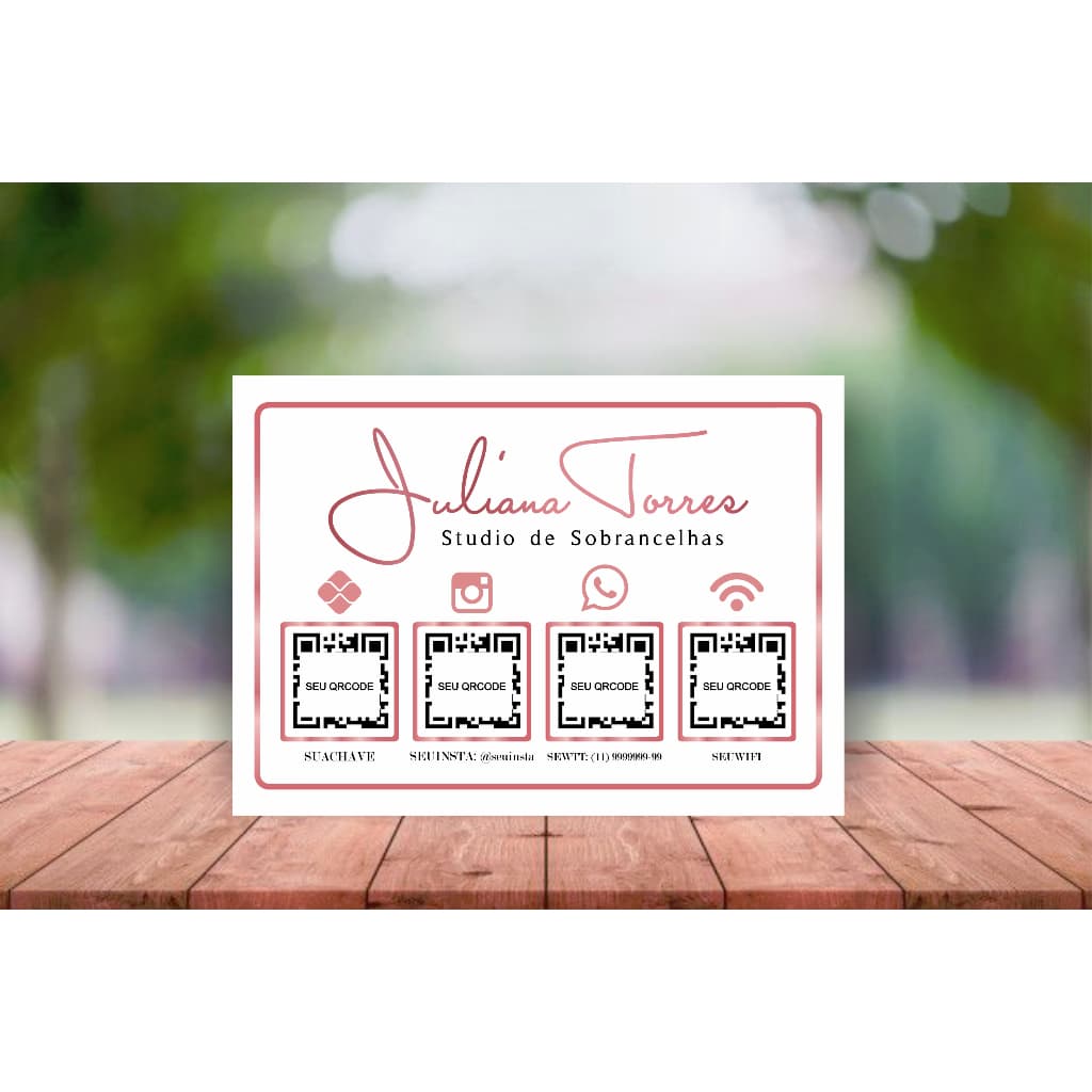 Placa Pix Qr code MDF Personalizada Horizontal